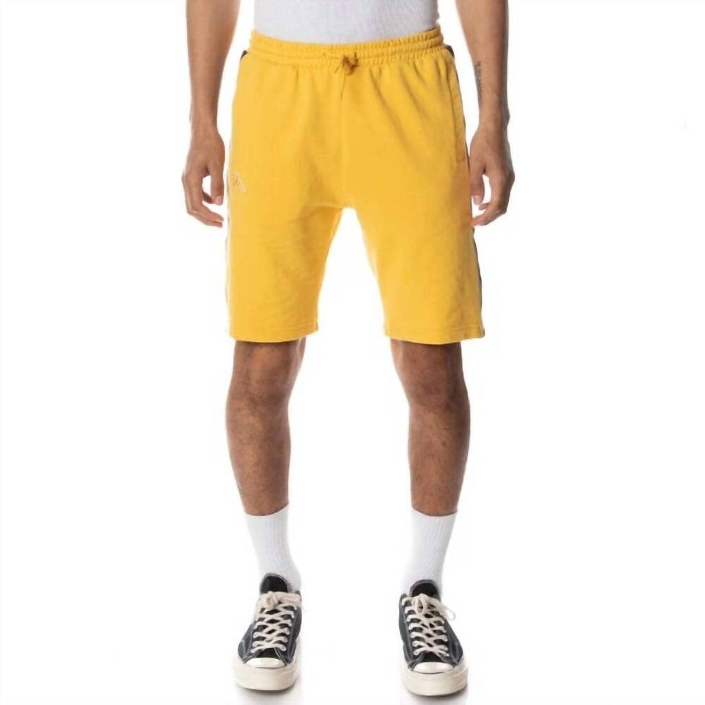NEW KAPPA logo tape dasved shorts in yellow/grey/black